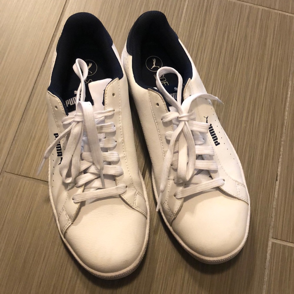 Puma white and navy sneakers